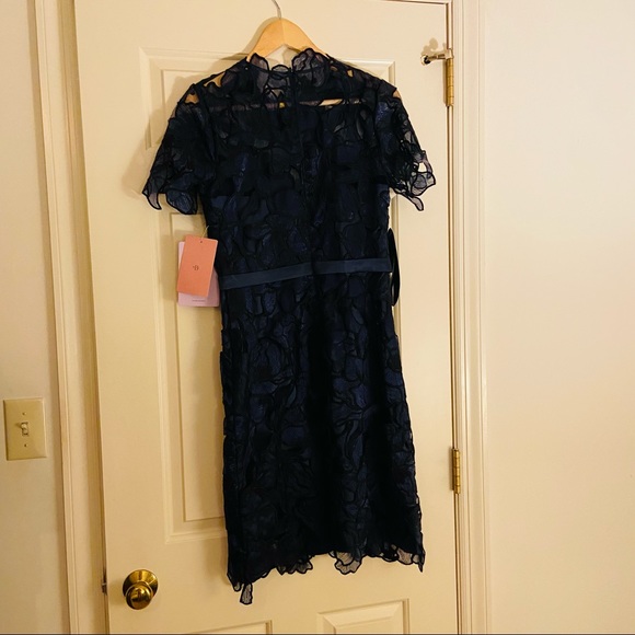 Anthropologie JS Collections NWT Navy/Black Winter Floral Formal Dress. Size 4. - Picture 4 of 11